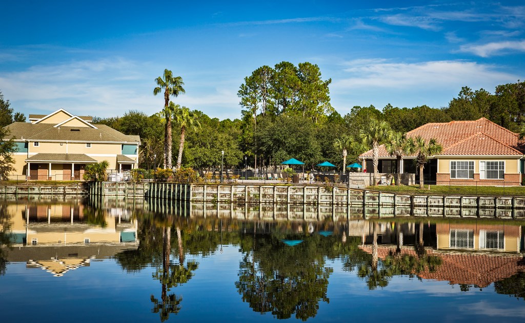a large body of water with houses on the water
