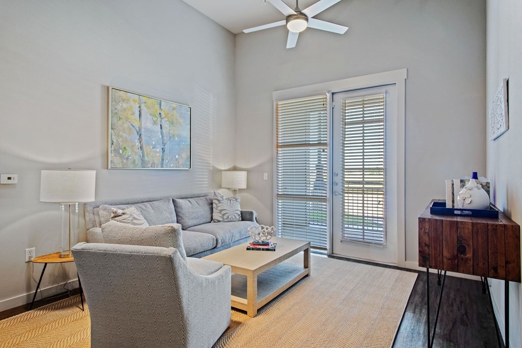 a living room with a couch and a coffee table