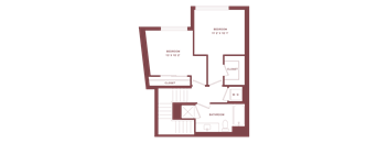 A floor plan of a building with rooms labeled.