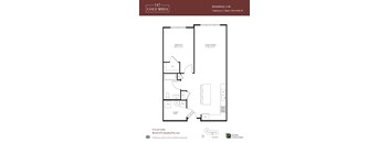 A floor plan for a residence with two bedrooms and bathrooms.