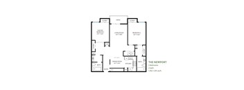 Floor plan for two bedroom newport model at Costa Verde Village Apartments, California, 92122