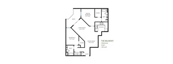 A black and white floor plan of a two bedroom apartment.