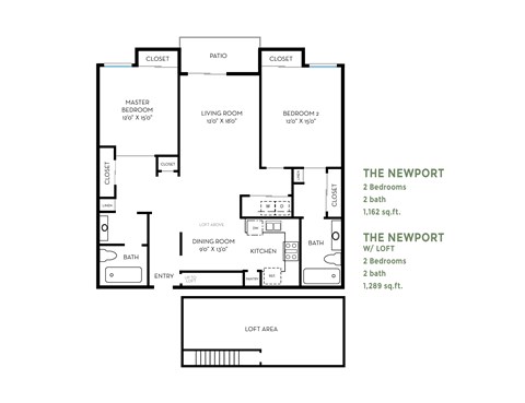 Newport Floor Plan at Costa Verde Village Apartments, San Diego California