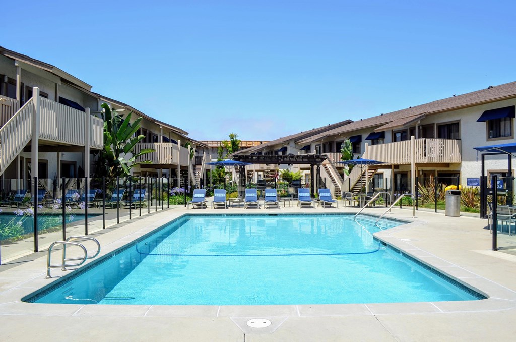Pool With Sundecks at La Jolla Canyon Apartments, San Diego California