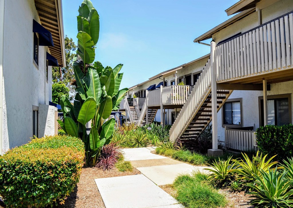 Courtyard Walking Path at La Jolla Canyon Apartments, San Diego, CA 92121