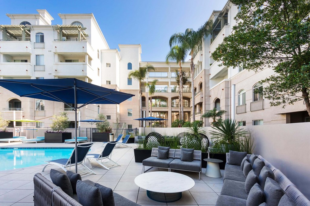 Poolside Lounge at La Jolla Crossroads Apartments, San Diego, 92122