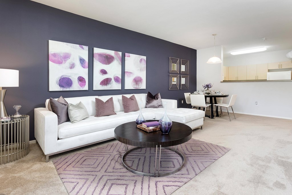 Carpeted Living Area at La Jolla Crossroads Apartments, San Diego