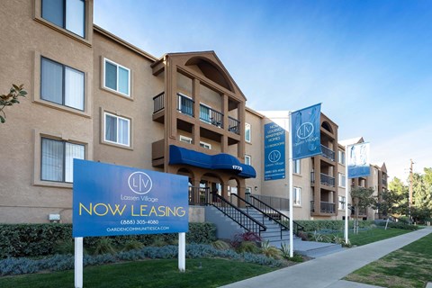 Welcoming Property Sign at Lassen Village Apartments, Northridge, CA, 91325