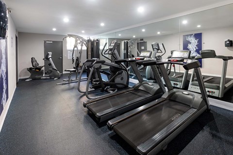 Gym with Treadmills at Lassen Village Apartments, Northridge, CA