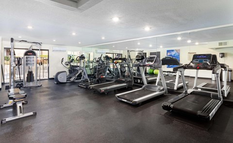 Gym with Elliptical Machines at Northridge Gardens Apartments, Northridge, California