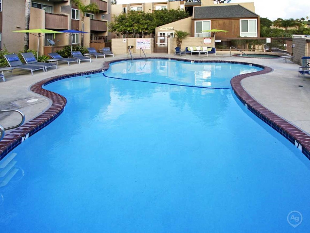Blue Cool Swimming Pool at Pacific Bay Club Apartments, California, 92117