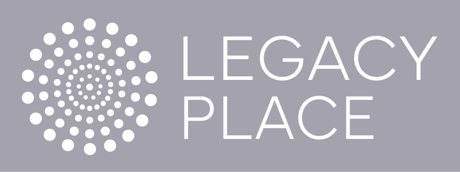 A logo with the words "Legacy Place" and a circular design with dots.