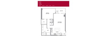 A floor plan of a residence with a balcony and a bathroom.
