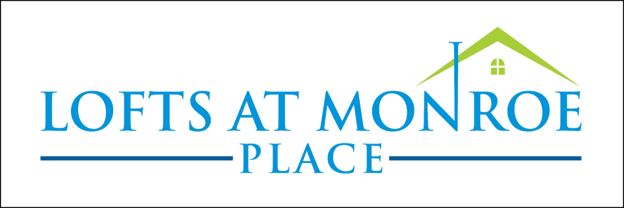 A logo for Lofts at Monroe Place features a green house.