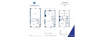 A blue and white floor plan for a building called the Metropolitan.