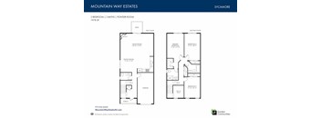 A floor plan for a 3 bedroom, 2 bathroom property by Mountain Way Estates.