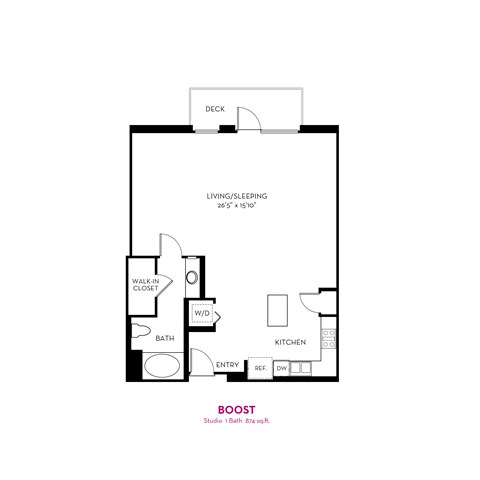 A black and white image of a floor plan for a living/sleeping area.