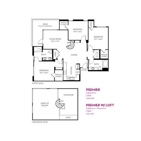 A floor plan of a house with a living room, dining room, and three bedrooms.