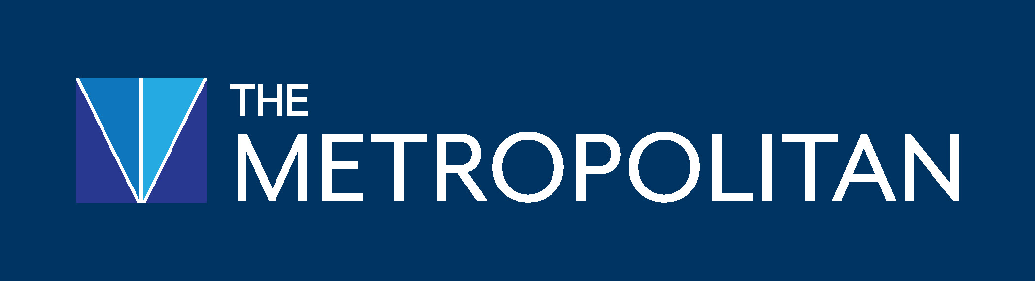The Metropolitan logo consists of a blue triangle with the text "The Metropolitan" written in white.
