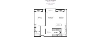 2Bedroom 2Bathroom Floor Plan at Fulton Gardens Apartments, California, 91423