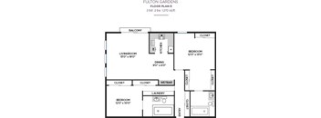 2B2B Floor Plan at Fulton Gardens Apartments, Sherman Oaks, CA