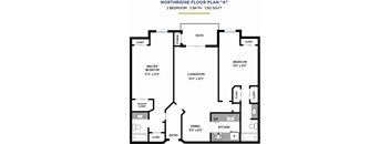 2Bedroom Floor Plan at Northridge Gardens Apartments, Northridge, 91325