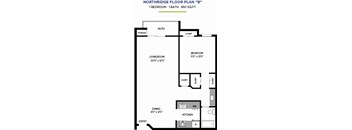 1Bedroom Floor Plan at Northridge Gardens Apartments, Northridge, CA