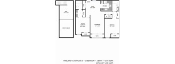 2 Bed Floorplan at Vineland Gardens, Studio City, 91602
