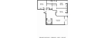 3 Bed Floorplan at Vineland Gardens, Studio City, California