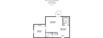 1 Bed Floorplan at White Oak Gardens, Encino, CA, 91316