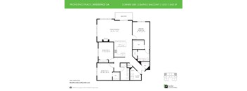 A floor plan for Residence 3A at Providence Place shows three bedrooms and two bathrooms.