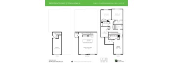 A floor plan for a 3 bedroom, 2 bathroom apartment with a powder room and garage.