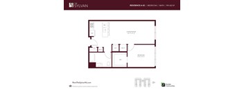 A floor plan for a rental property at The Sylvan apartments.
