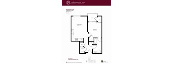 A floor plan for a one bedroom apartment with balcony.