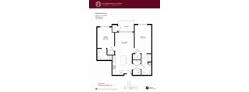 A floor plan for a 2 bedroom, 2 bathroom residence with balcony.
