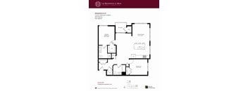 A floor plan for a residence with two bedrooms and two bathrooms.