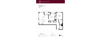 A floor plan for a residence with two bedrooms and two bathrooms.