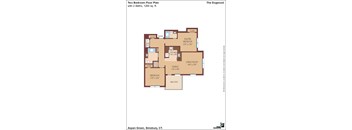 A floor plan of a two bedroom apartment with a living room and a balcony.