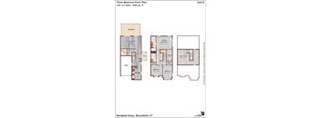 A floor plan for a three bedroom apartment with a 2.5 bath.
