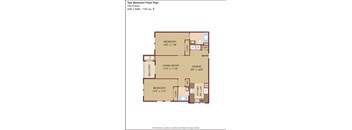 A floor plan of a two bedroom Essex with 2 bathrooms and 1154 sq. ft.