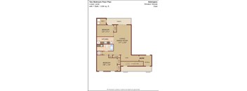A floor plan of a two bedroom apartment in Abbington Windsor Woods East.