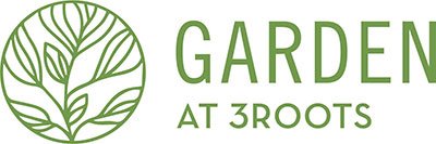 Property logo with botanical leaf design at Garden at 3Roots Apartments, San Diego