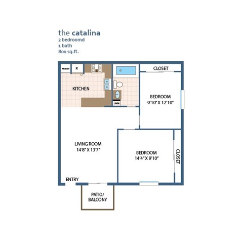 Catalina Floor Plan at La Jolla Canyon Apartments, San Diego, 92121