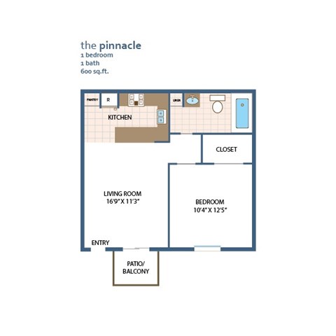 Pinnacle Floor Plan at La Jolla Canyon Apartments, San Diego, CA