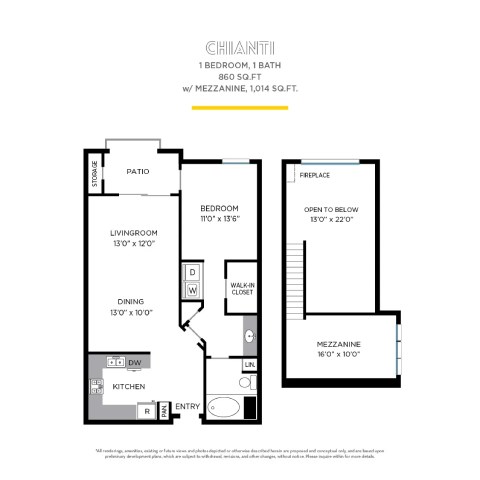 Chianti with Mezzanine Floor Plan at La Jolla Crossroads Apartments, San Diego, CA