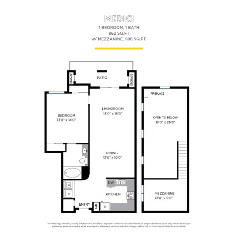 Medici with Mezzanine Floor Plan at La Jolla Crossroads Apartments, California