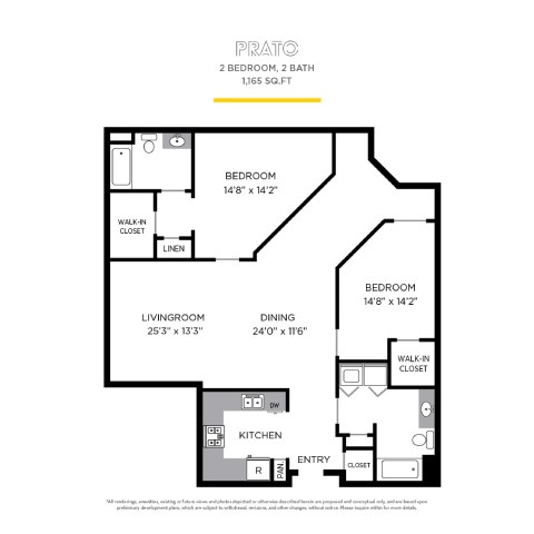 Prato Floor Plan at La Jolla Crossroads Apartments, San Diego, 92122