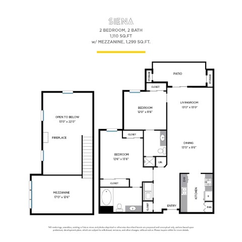 Siena with Mezzanine Floor Plan at La Jolla Crossroads Apartments, California
