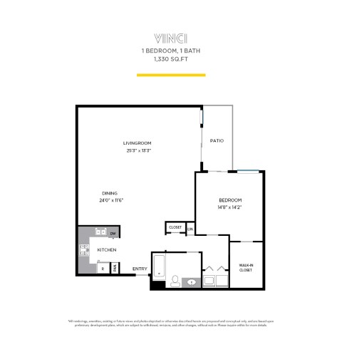Vinci Floor Plan at La Jolla Crossroads Apartments, San Diego