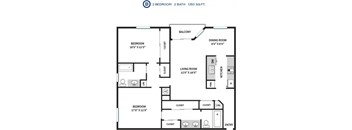 2Bed 2Bath Floor Plan at Lassen Village Apartments, California, 91325